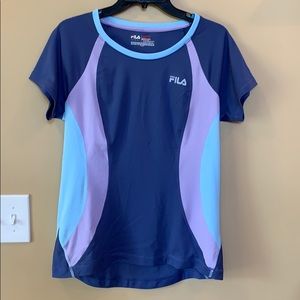 Navy blue, baby blue, and purple fila t-shirt